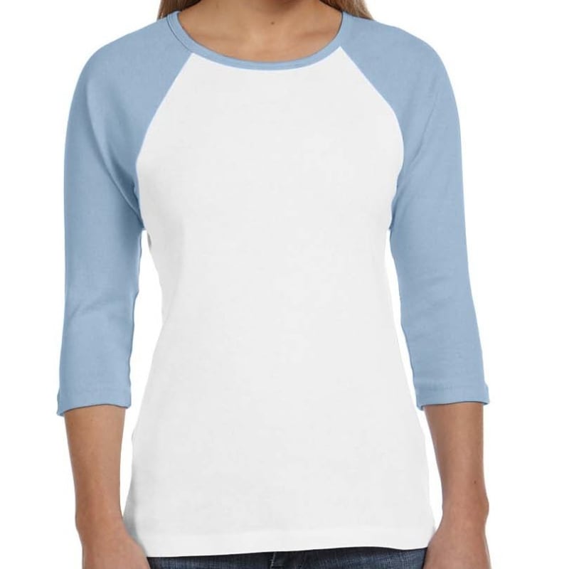 Bella Ladies Stretch Rib 3/4-Sleeve Contrast Raglan T-Shirt 5
