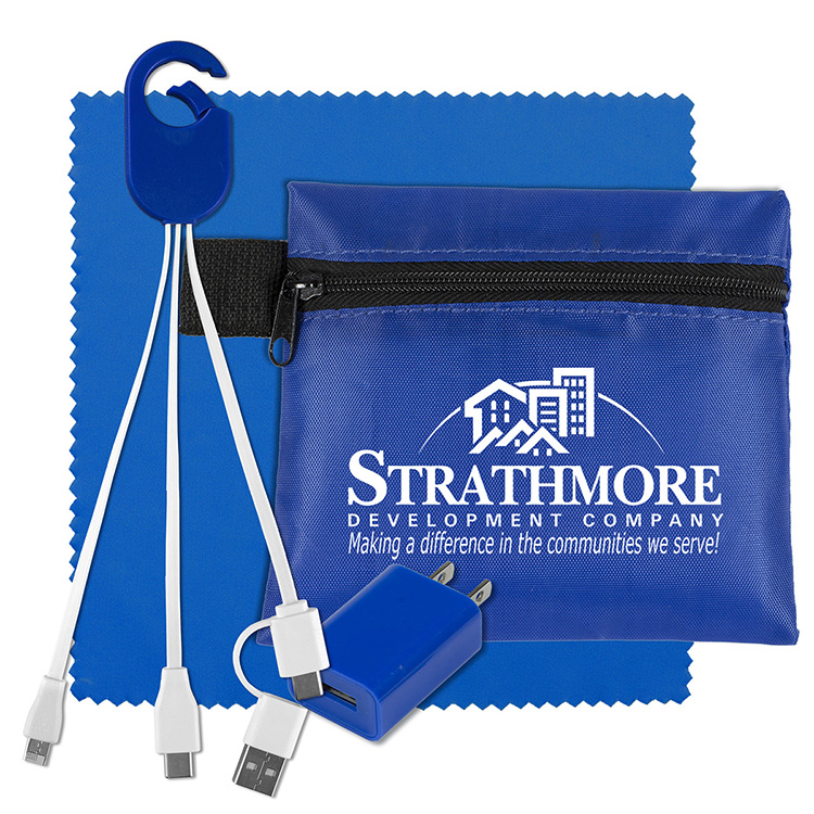 "TECHPACK PLUS" Tech Home and Travel Kit with Microfiber Cleaning Cloth, USB Wall Charger 16