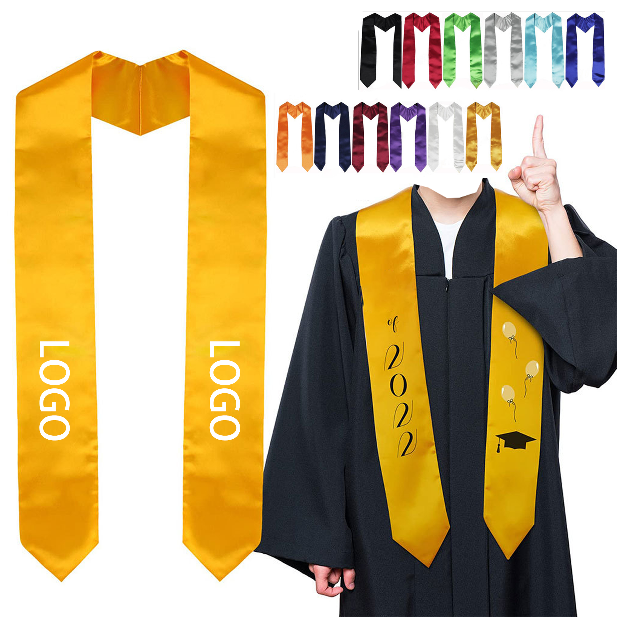 Plain Graduation Honor Stole MOQ 100pcs 2