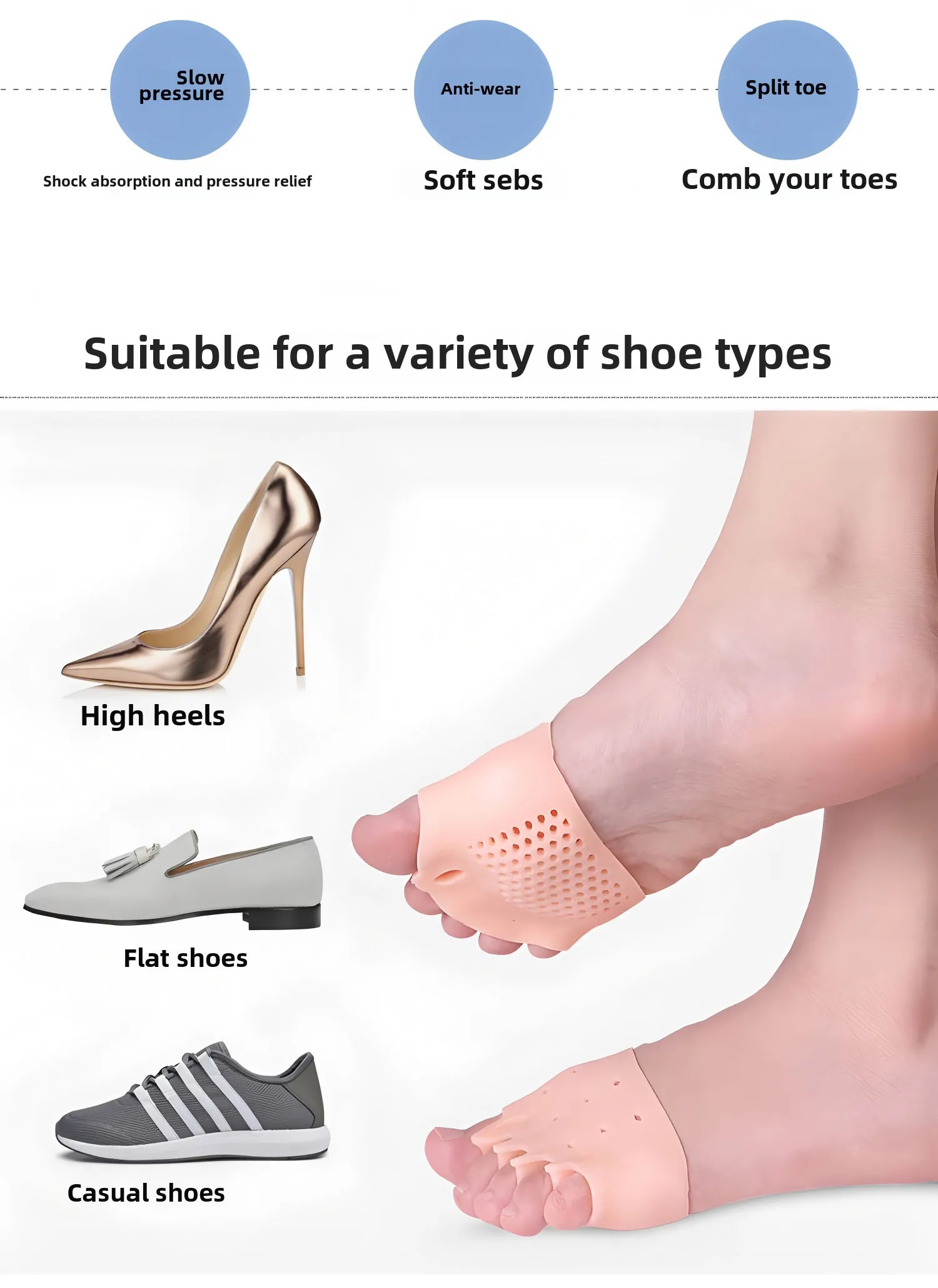 OEM Toe Spacers for Plantar Fasciitis - Non-Slip Bunion Relief Pads 5