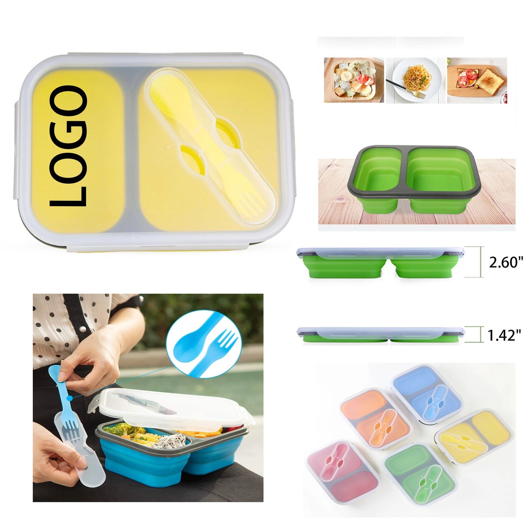 1200ml Silicone Collapsible Lunch Box 2