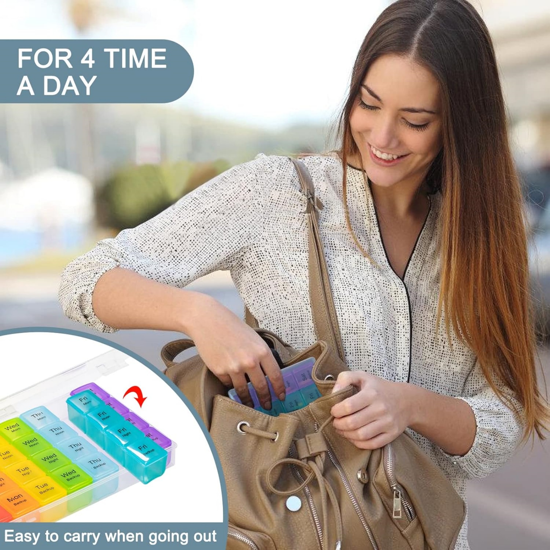 28 Compartments Large Weekly Pill Organizer 3