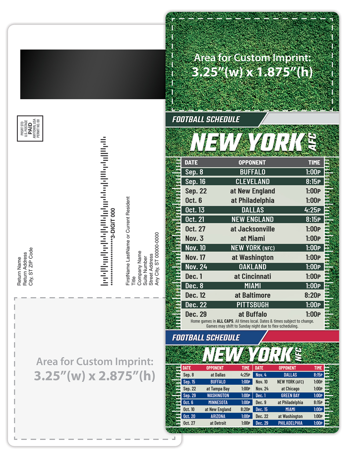 Football Schedule Laminated Card/Postcard with Magnet Strip 3.5x8.5 - 14 pt. 4