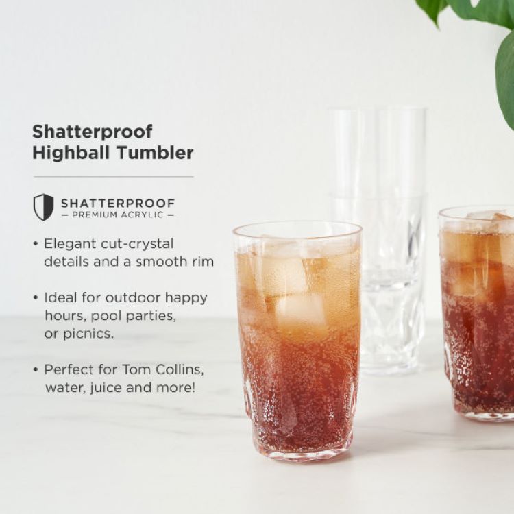 Viski® Shatterproof Acrylic Highball Tumbler, set of 4 5