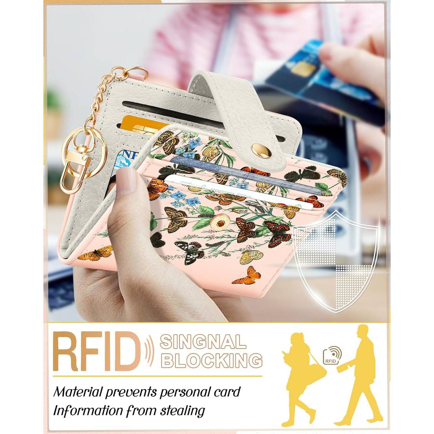 Women Portable Durable Thin Cute RFID Leather Wallet 10