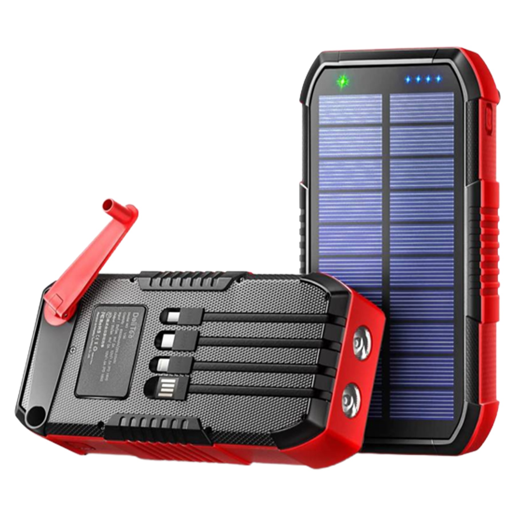 40000Mah Solar Power Bank Flashlight W/ 4 Built-In Cables 4