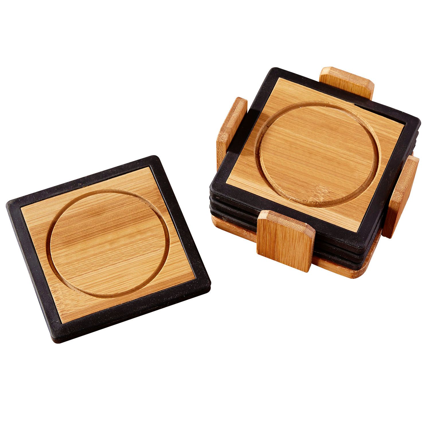 Bamboo and Silicone Coaster Set 2