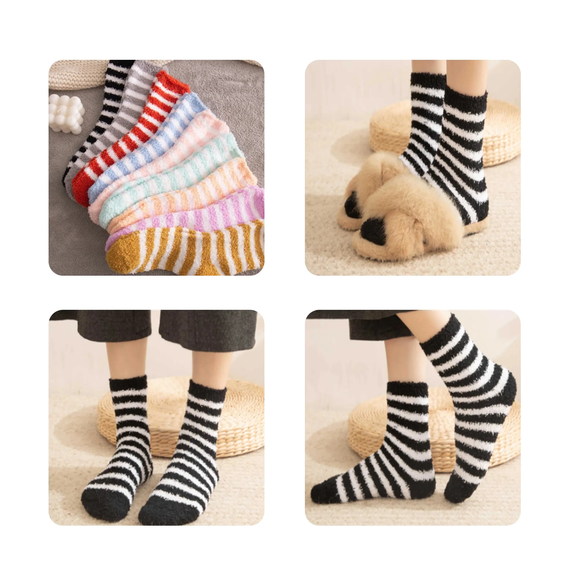 Striped Coral Fleece Warm Socks 1