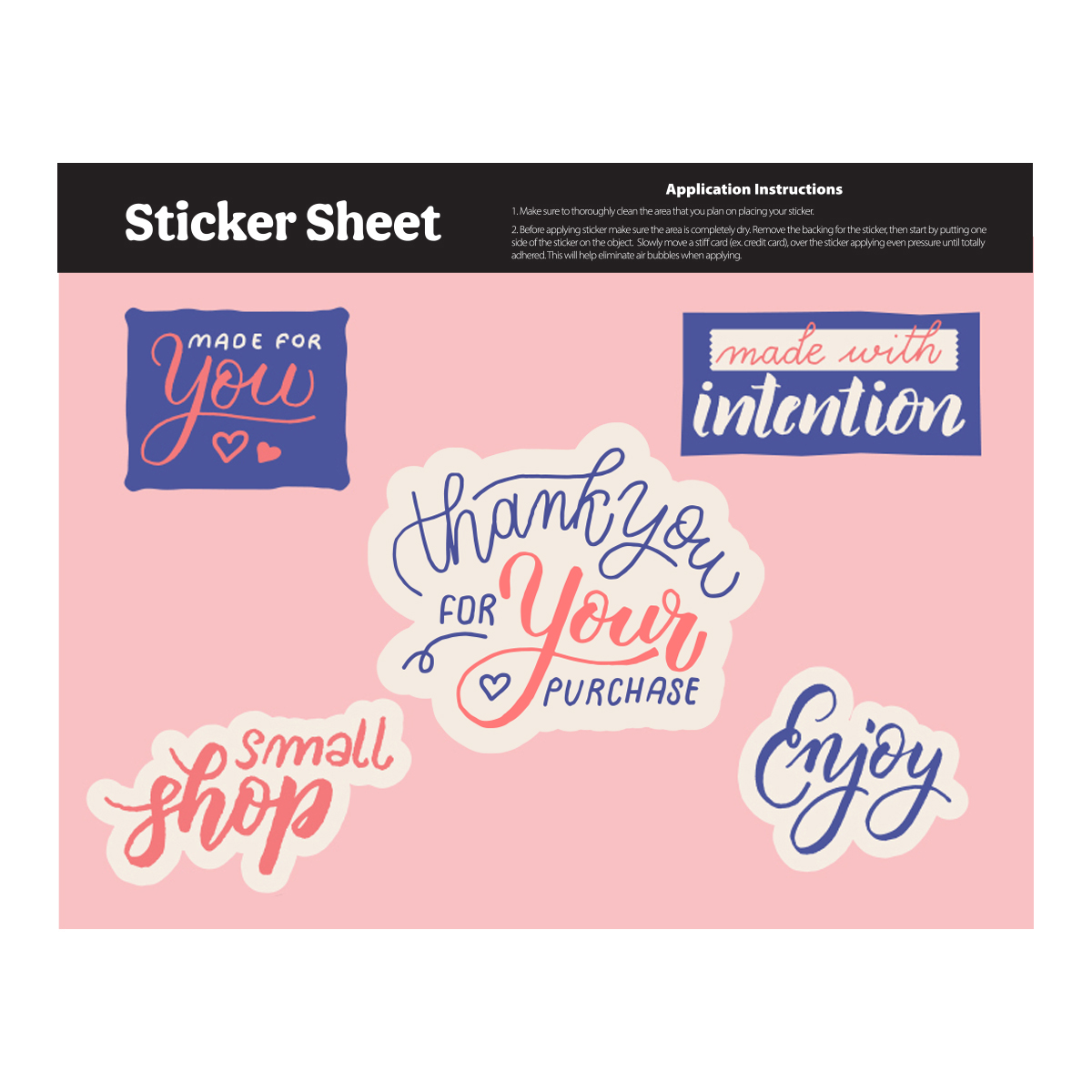 Ultra Removable Sticker Sheet 5.5" x 7" Custom Shapes 2
