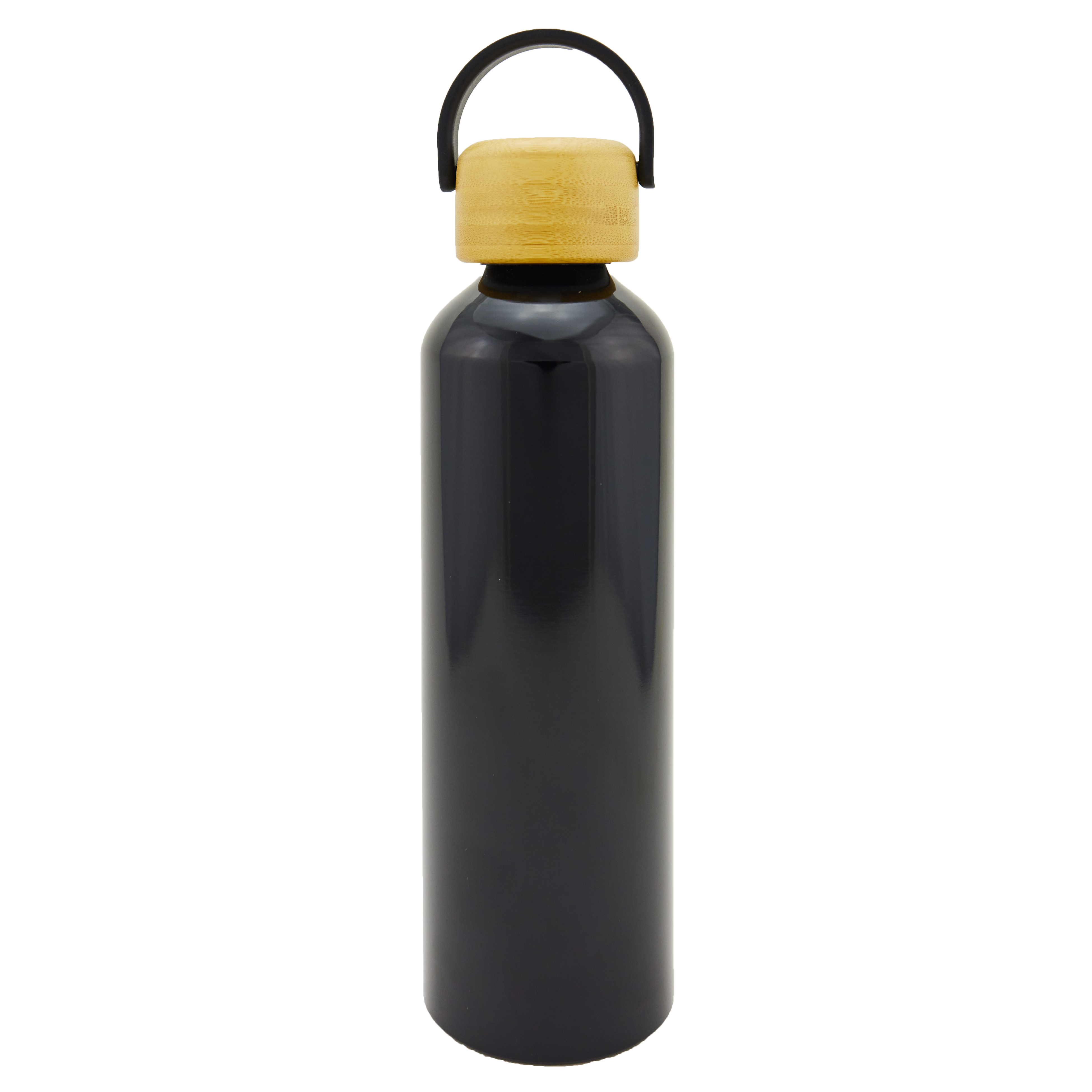 Classic 24oz Aluminum Bottle with Bamboo Lid and Carrying Handle (Black)