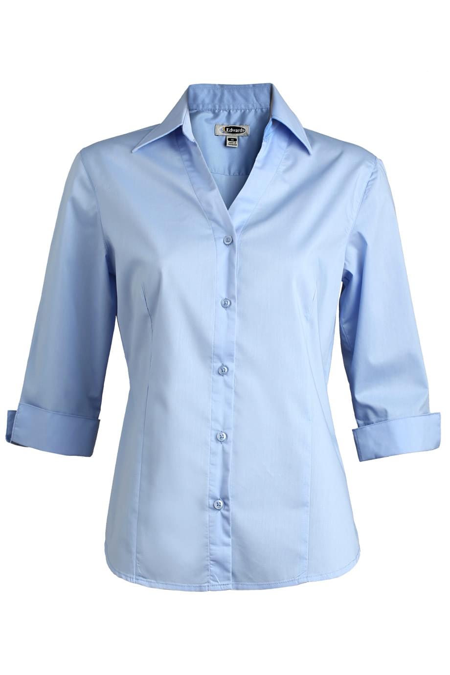 Stretch Broadcloth Three Quarter Sleeve Ladies Shirt 2