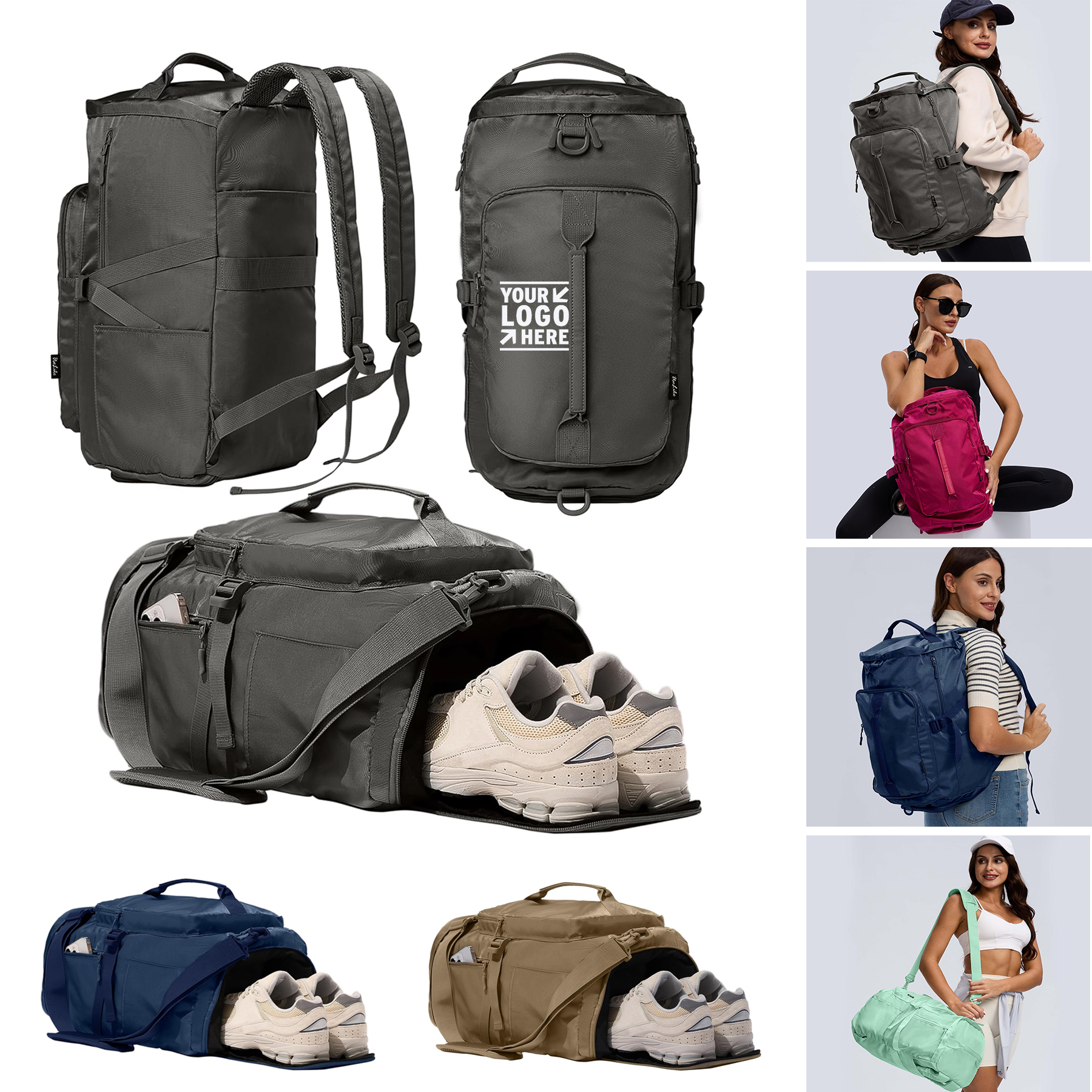 Women Workout Gym Backpack Compartment Sport Duffel Gym Bag With Shoe 1