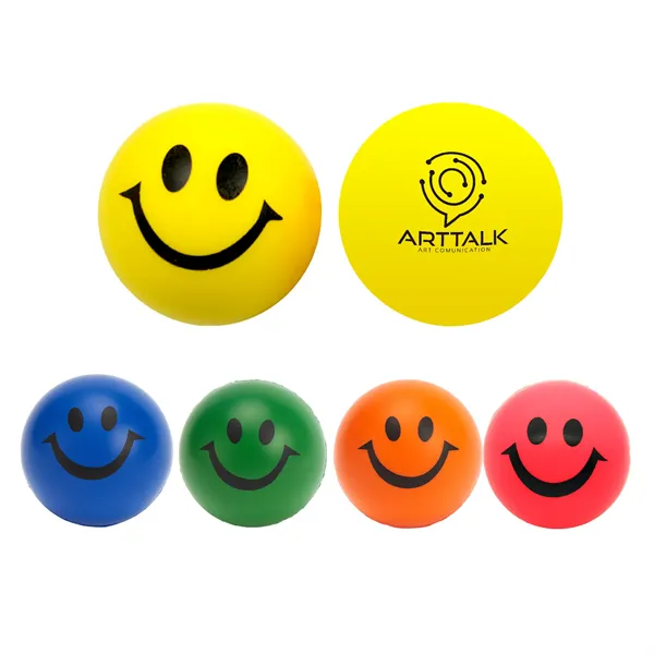 Eco Friendly 4cm Yellow PU Smiley Stress Balls