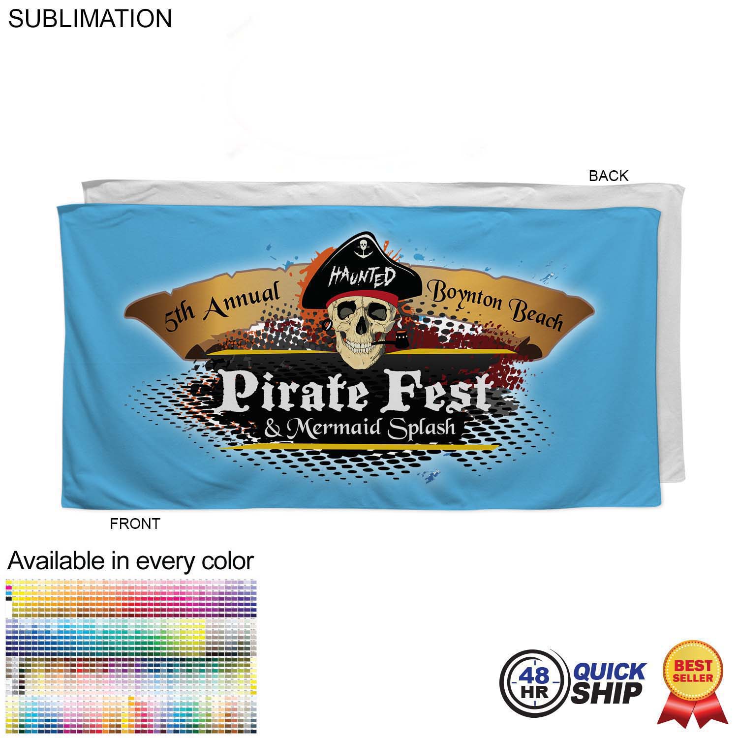 48Hr Quick Ship - Absorbent Microfiber Dri-Lite Terry Beach, Shower Towel, 30x60, Sublimated 6