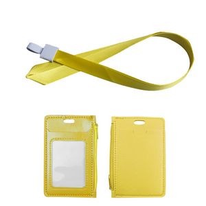 Stylish 1 Side Zipper PU Leather Card Case With Lanyard 26