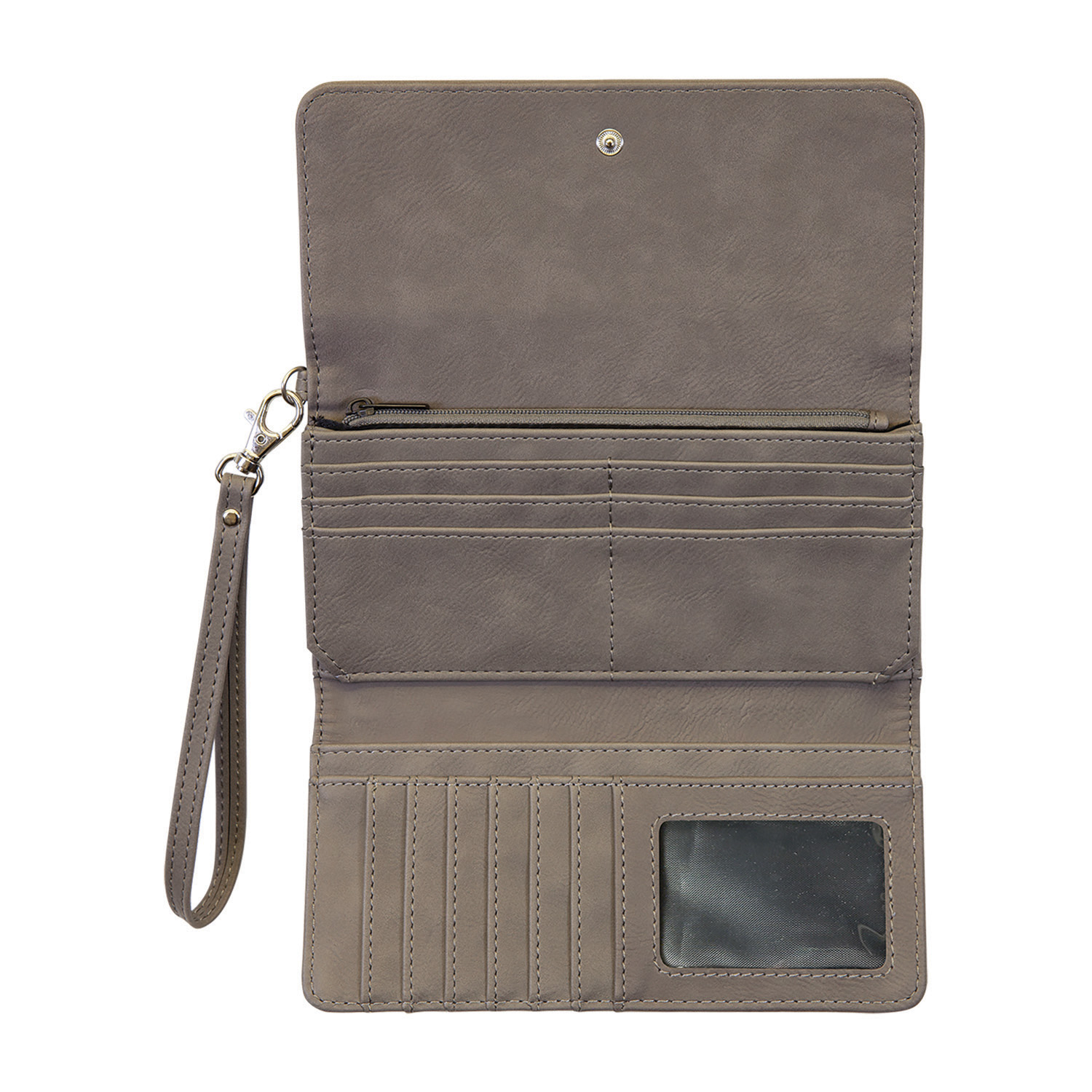 Gray Leatherette Wallet with Strap 3