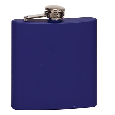 6oz Stainless Steel Flask - Matte Blue, custom water bottle with logo imprint 2