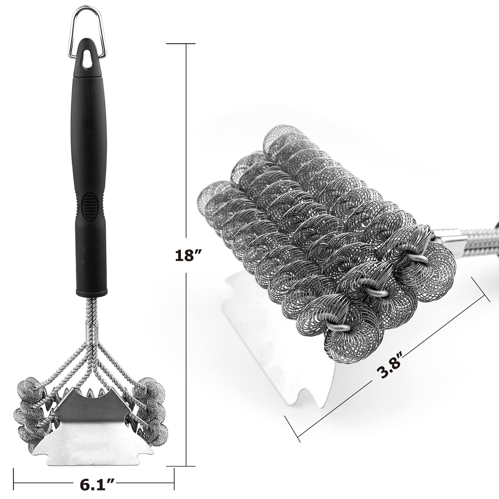 2-in-1 Bristle-Free Grill Brush - Scraper Included 2