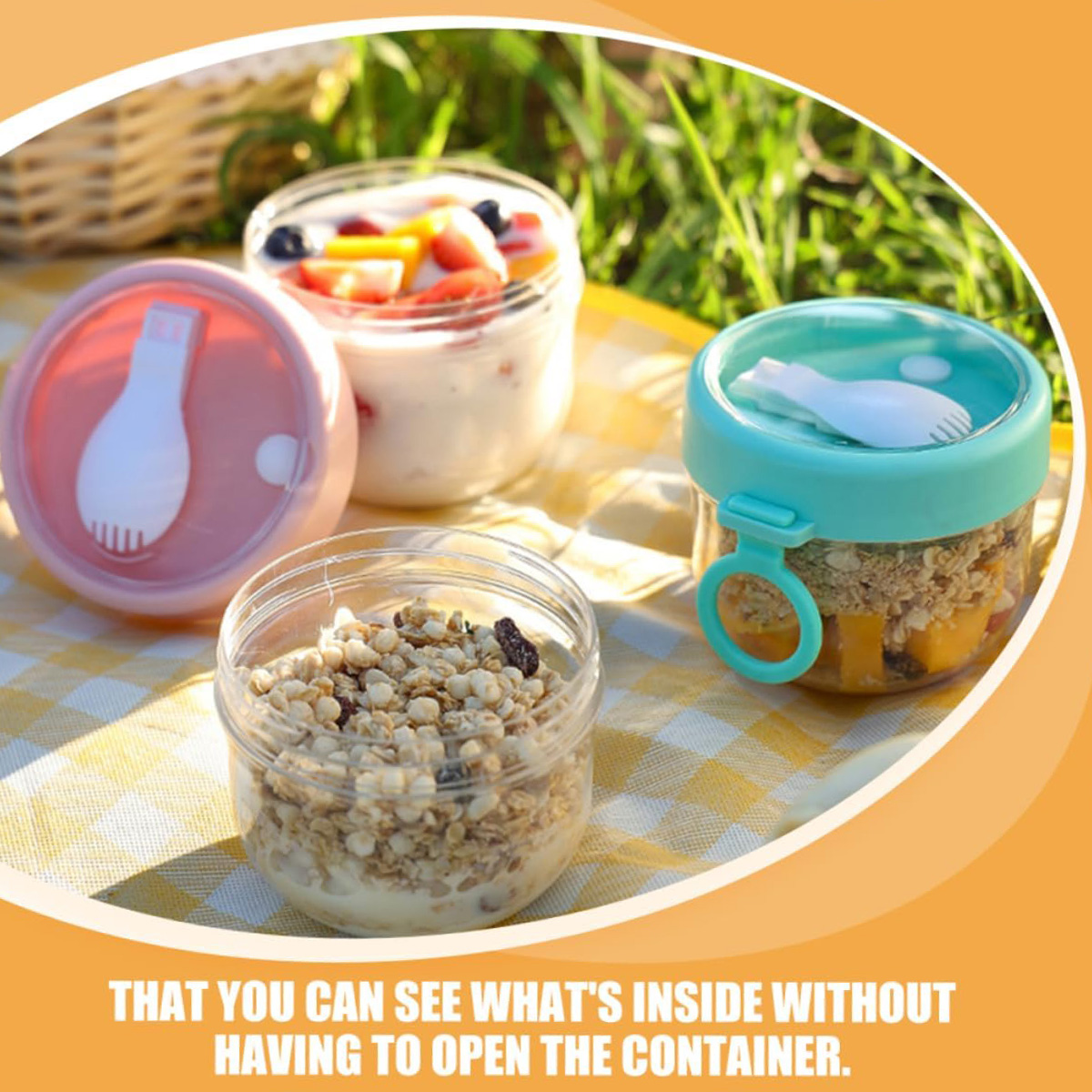 Portable salad bowl oatmeal yogurt breakfast cup with spoon 5