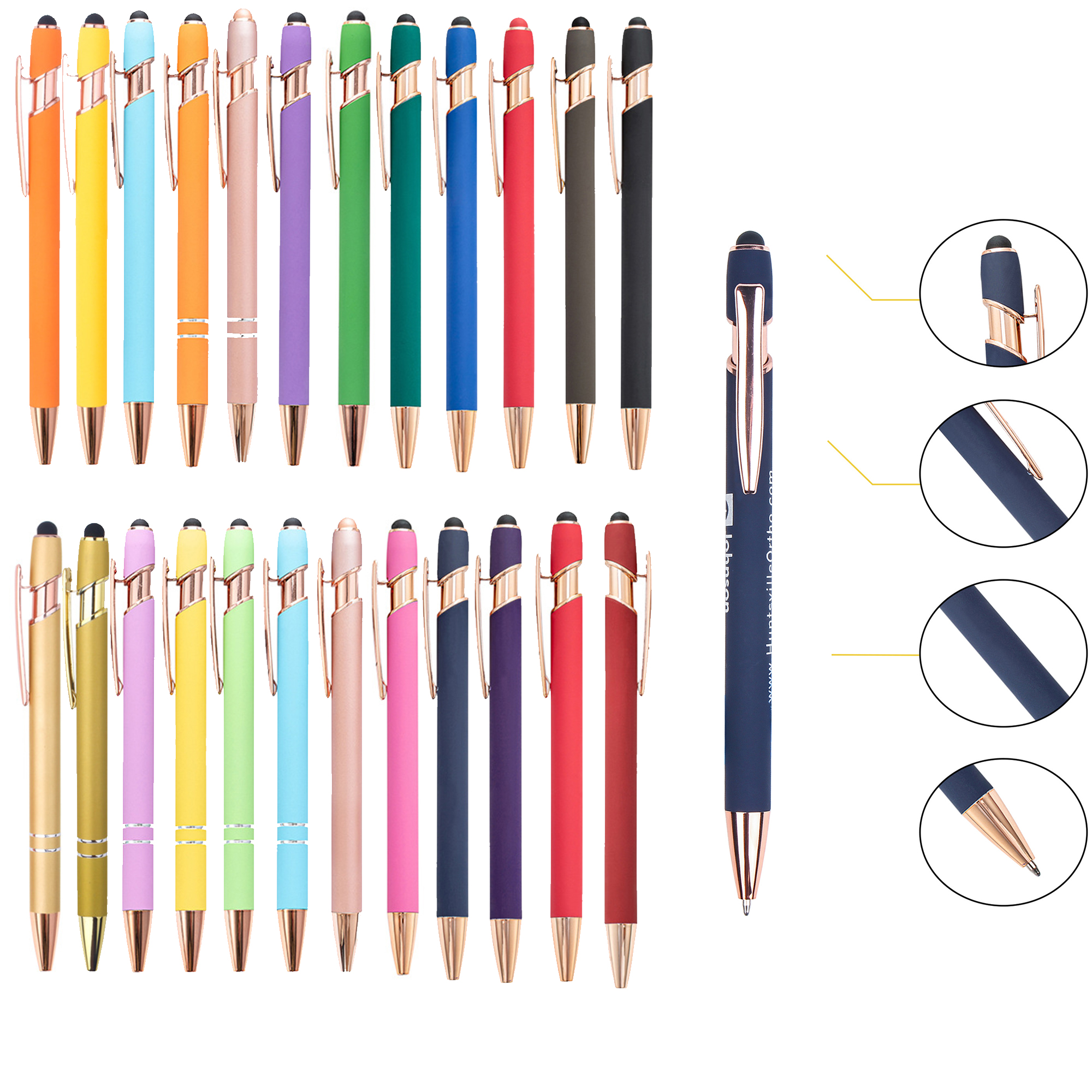 Rose Gold Soft Tactile Aluminum Pen w/ Stylus 1