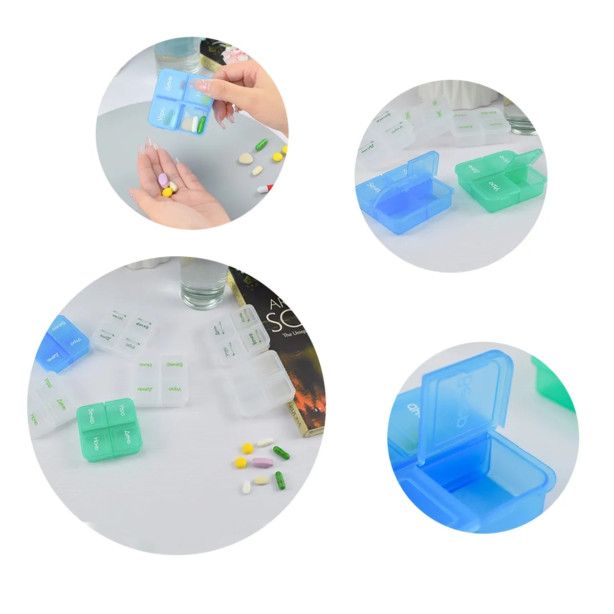 4-Compartment Pill Organizer With Snap Lids 2