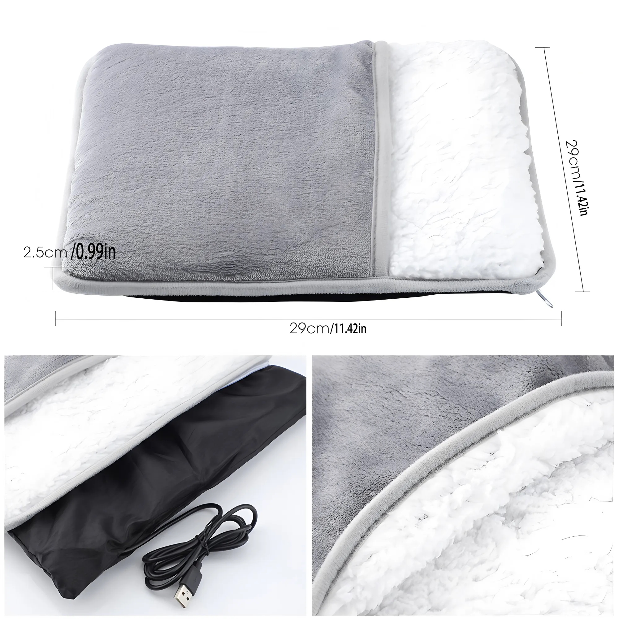 USB Rechargeable Foot Warmer Soft Flannel Cozy Gift for Cold Weather 2