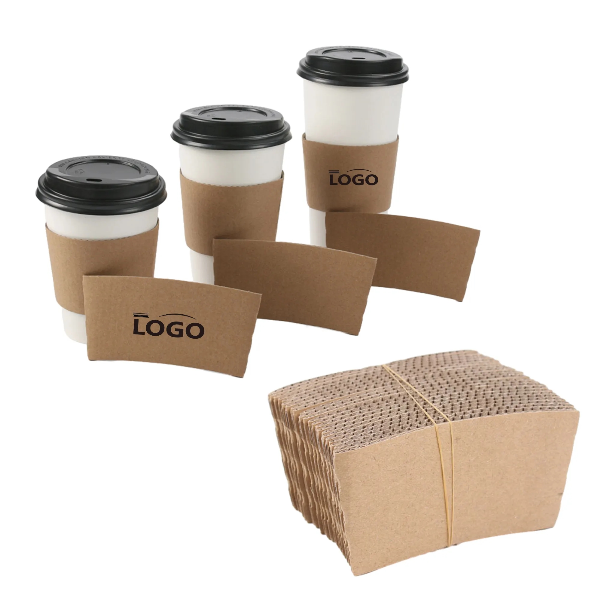 Kraft Paper Cup Sleeve Coffee Milk Drink Shop MOQ 100PCS 2