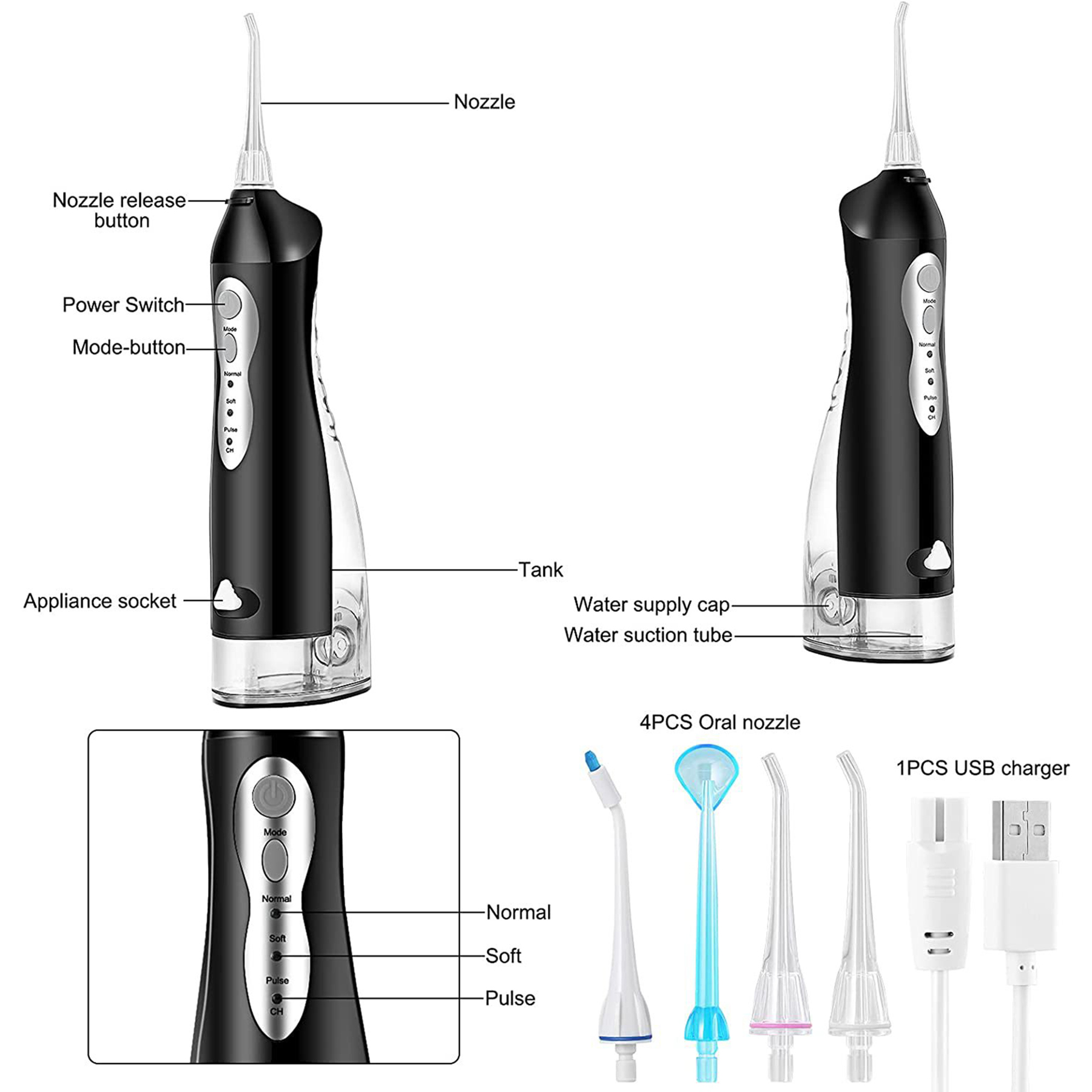 Rechargeable Teeth Cleaner Portable Water Flosser 2