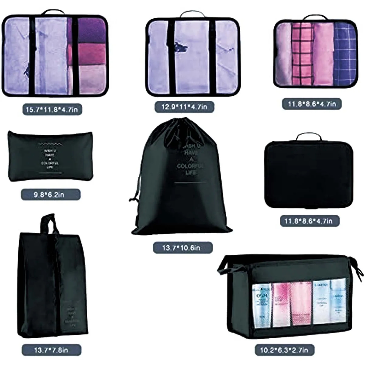 8pcs Waterproof Mesh Travel Luggage Packing Organizer 2