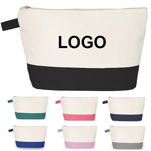 Cotton Canvas Two-Tone Cosmetic Bag, custom tote bag with logo imprint 6