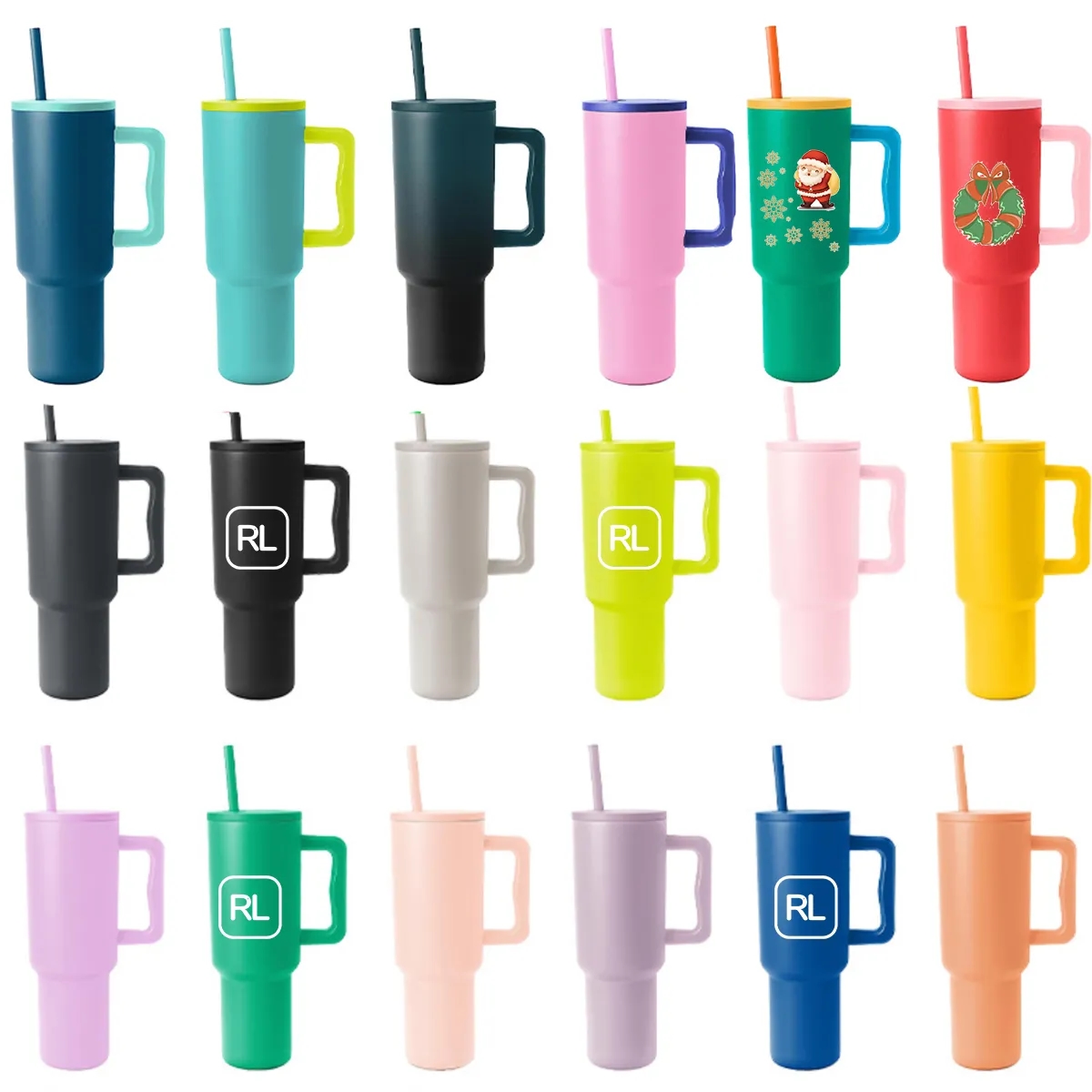 40oz Stainless Steel Insulated Tumbler w/ Handle and Straw 2