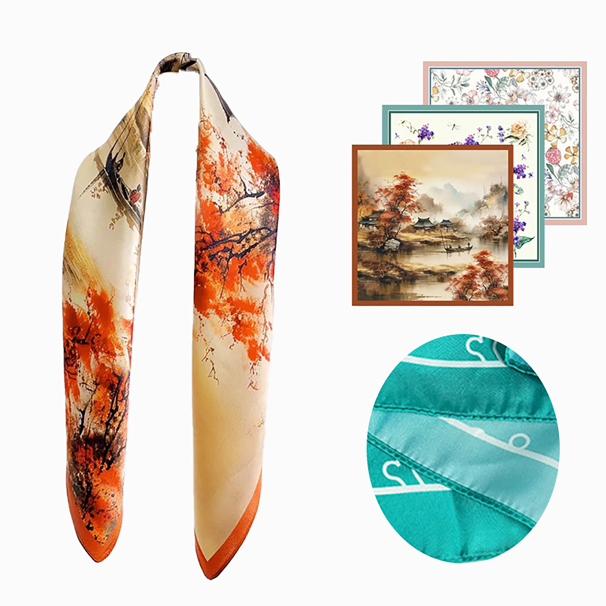 100% Mulberry Silk Bandana Scarf 1
