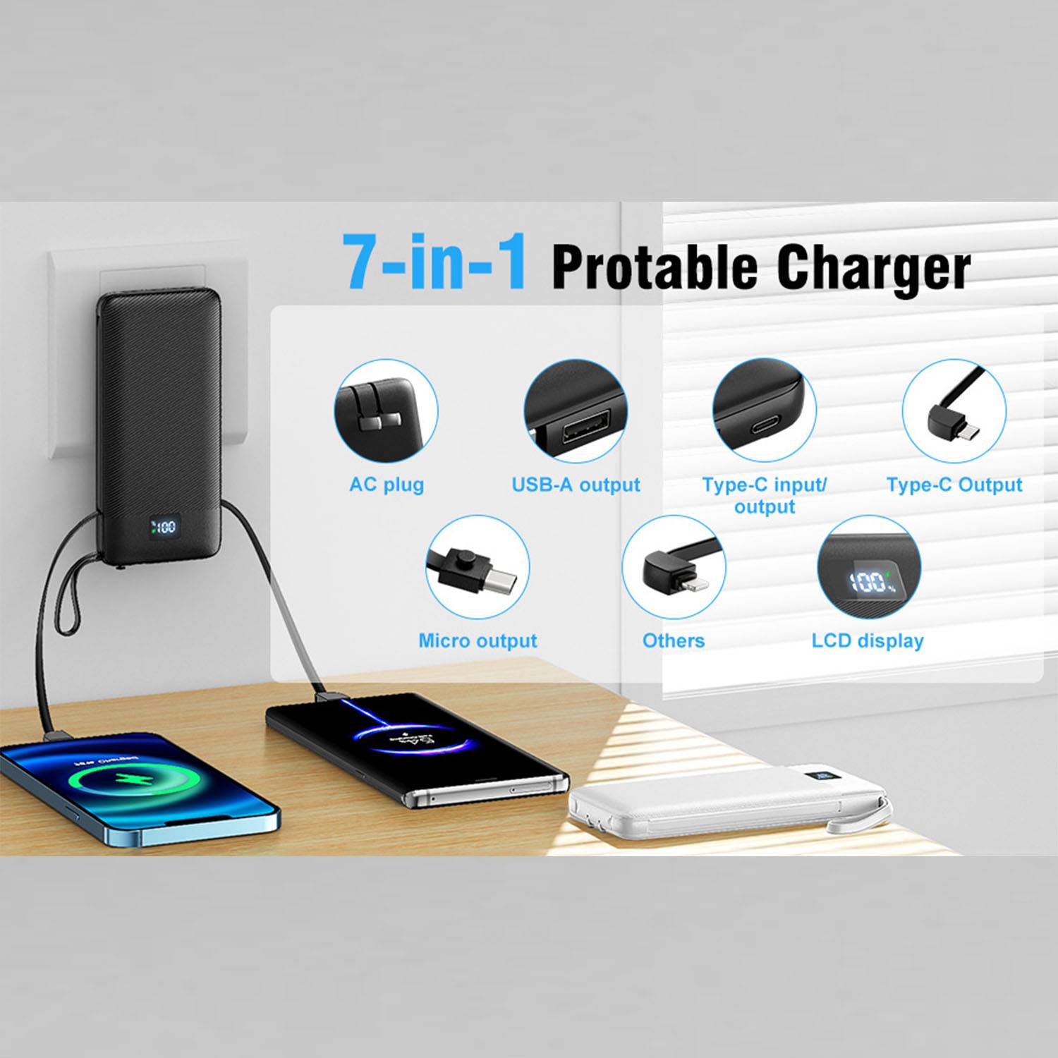 10000mah Plug-In Power Bank with Cable 4