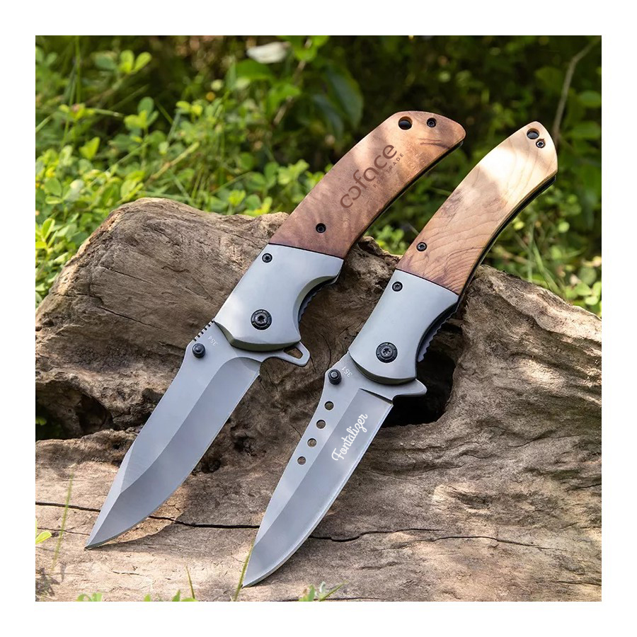 ApexBlade - Burlwood Folding Pocket Knife With Stainless Steel Blade Full Color Optional 9
