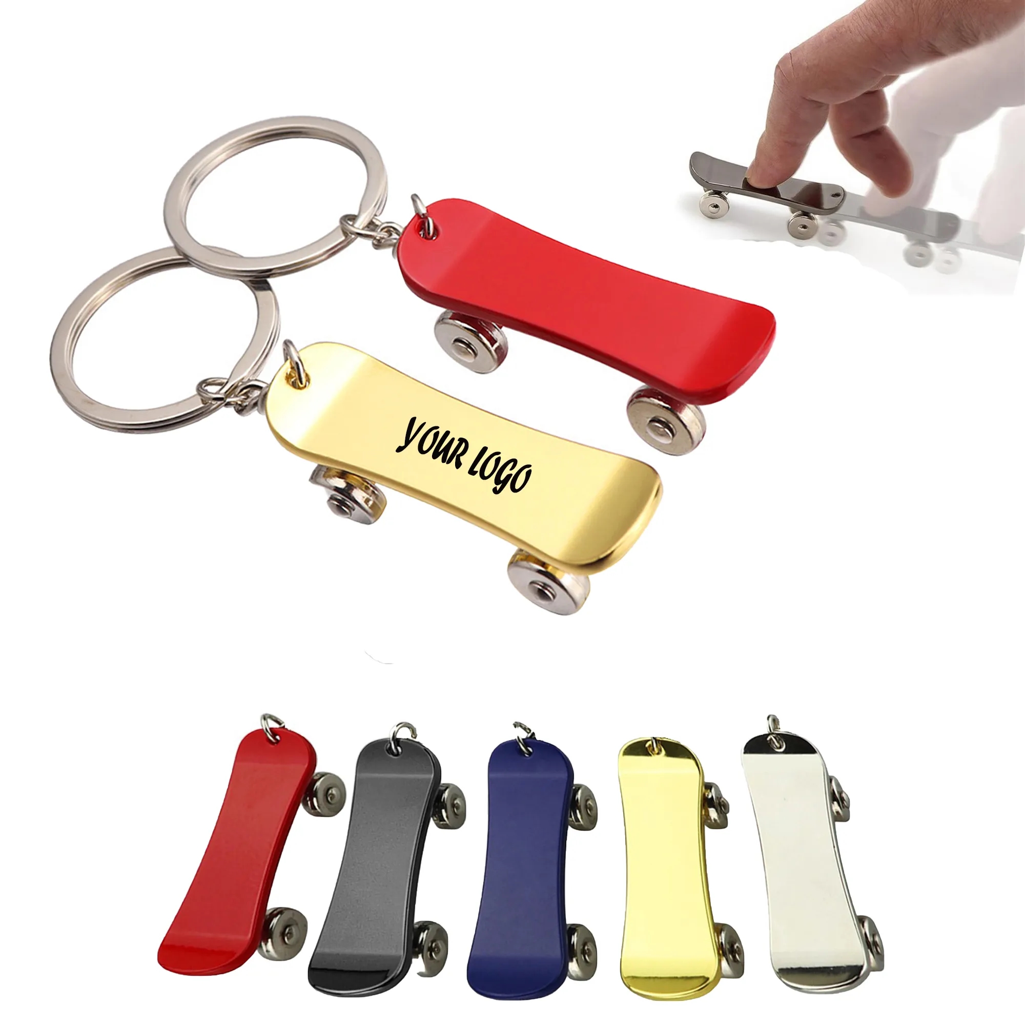 Metal Finger Skateboard Key Chain 1