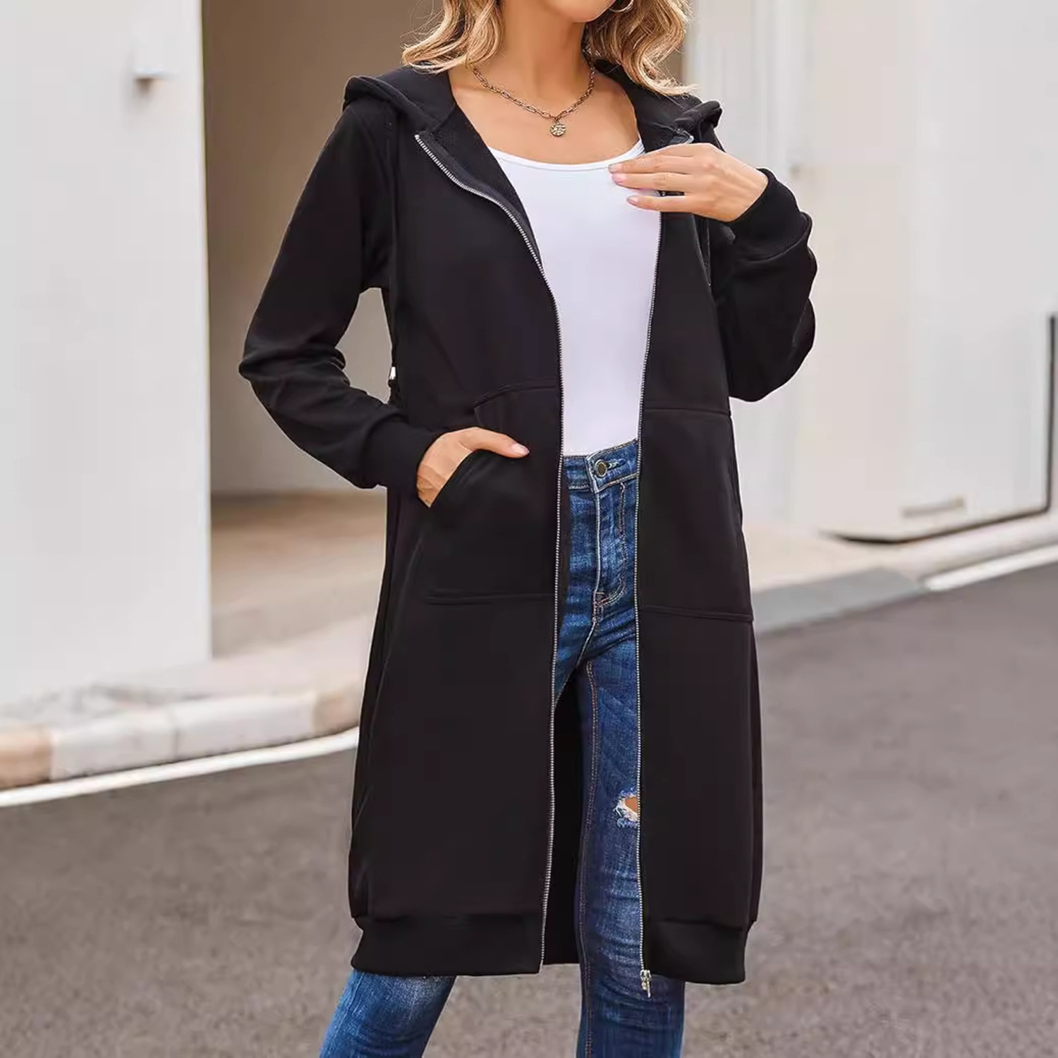 Women Casual Zip up Fleece Hoodies 6