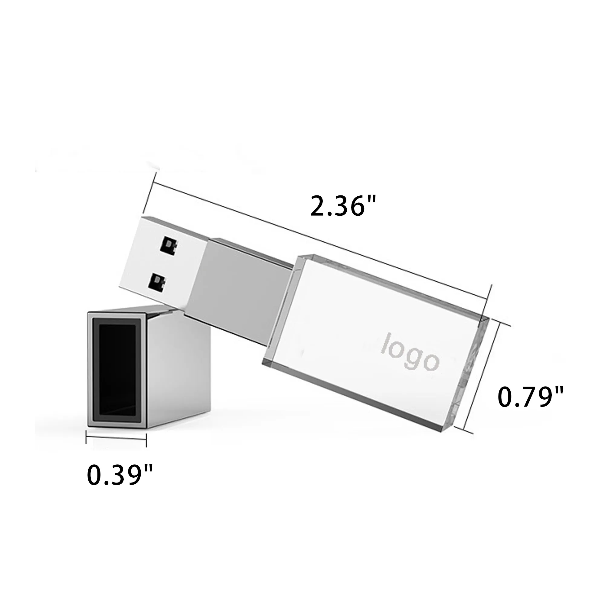 8Gb Glass USB Flash Drive with LED 4