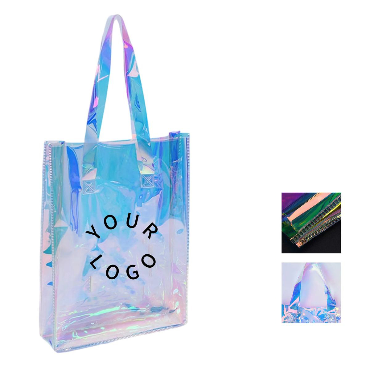 PVC Holographic Tote with Zipper Compartment and Handles 2