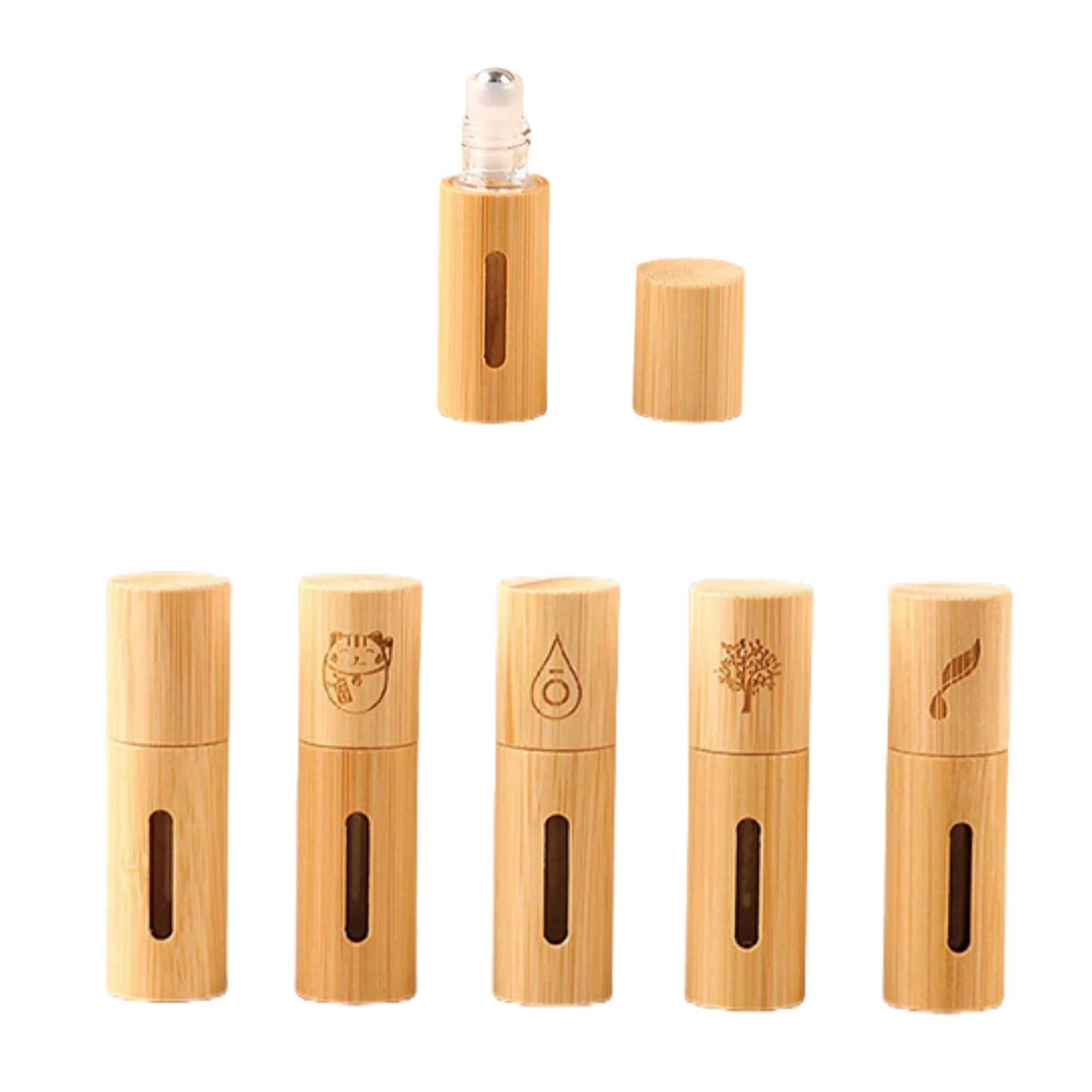 0.35Oz Mini Bamboo Window Roller Perfume Bottle Empty 5