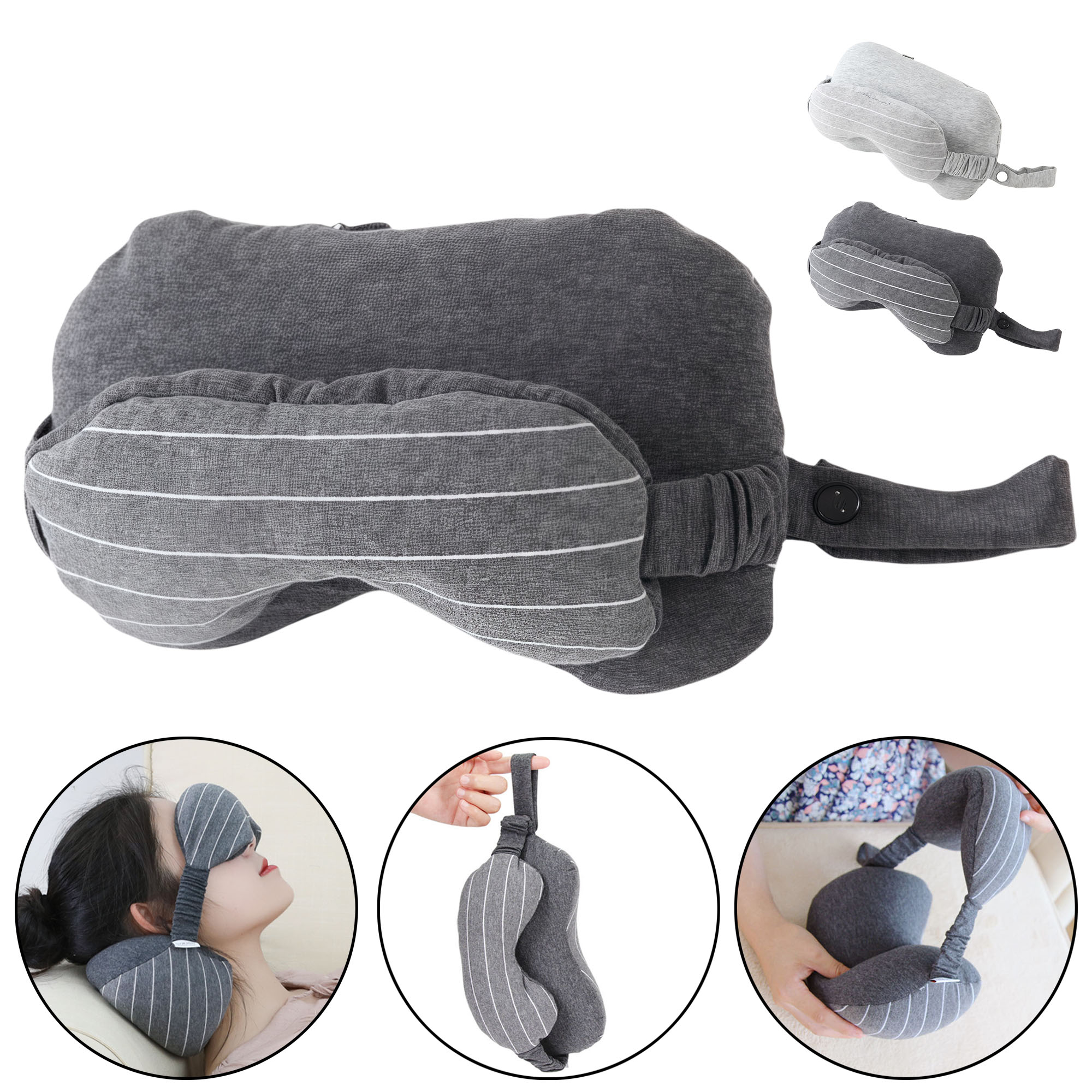 U-Shaped Neck Pillow with Multifunctional Eye Mask 3