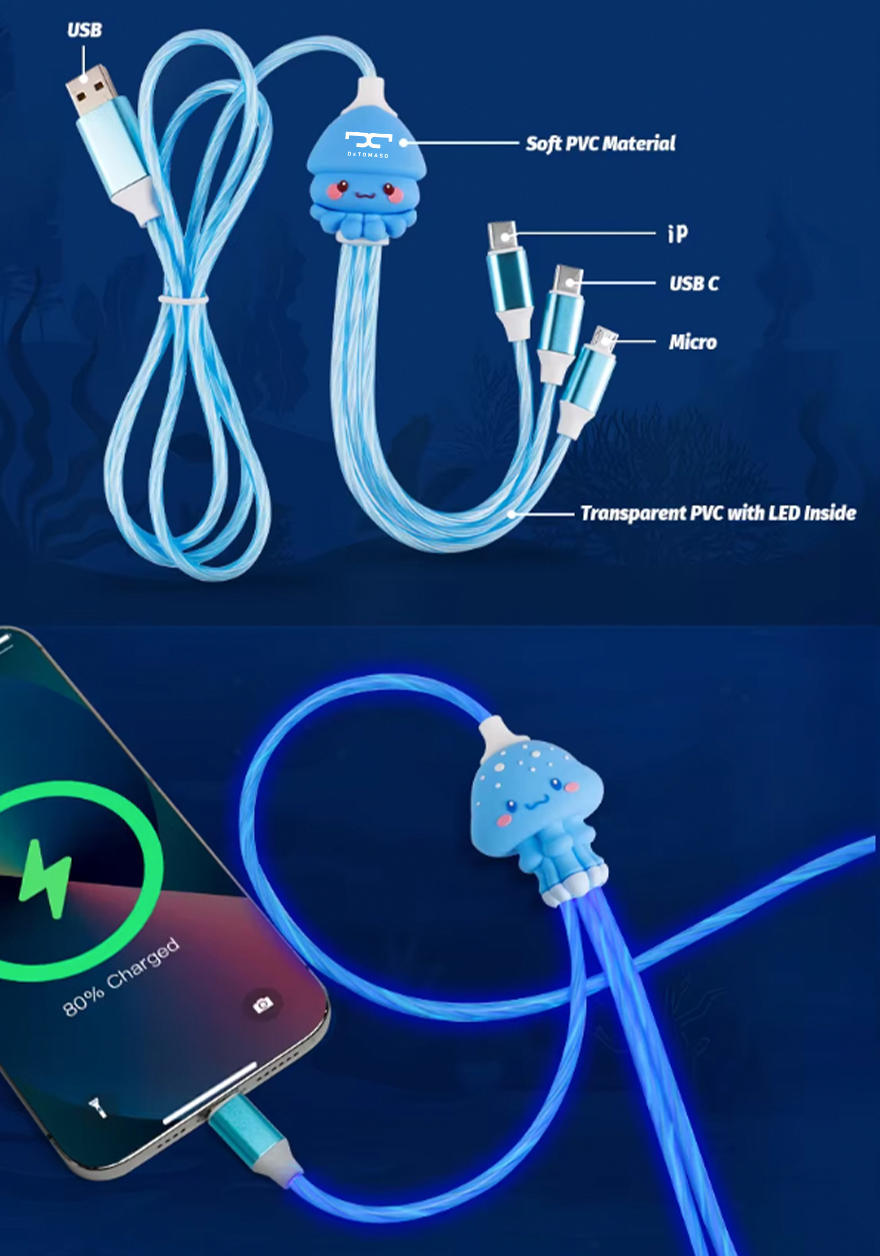 Light-Up 3-in-1 Charging Cable with Optional Custom PVC Head 5
