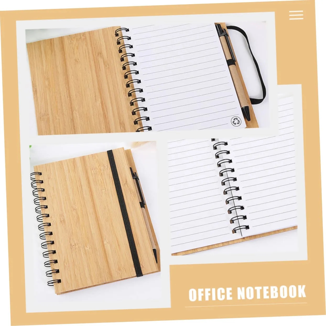 Eco-Friendly Natural Bamboo Cover Notebook With A Pen 2