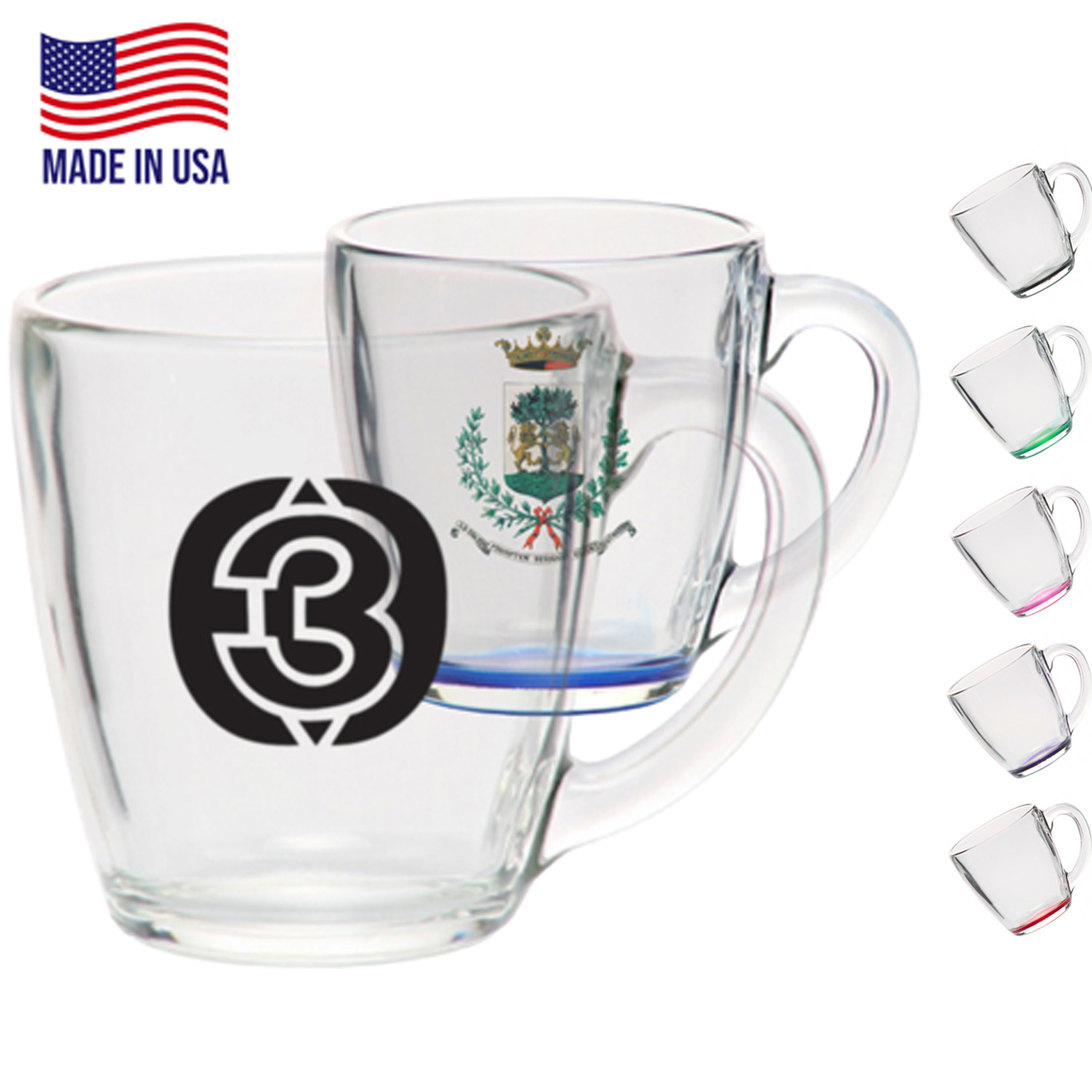 15.5 oz. USA Made Tapered Glass Coffee Mugs w/ Custom Imprint Cups 1