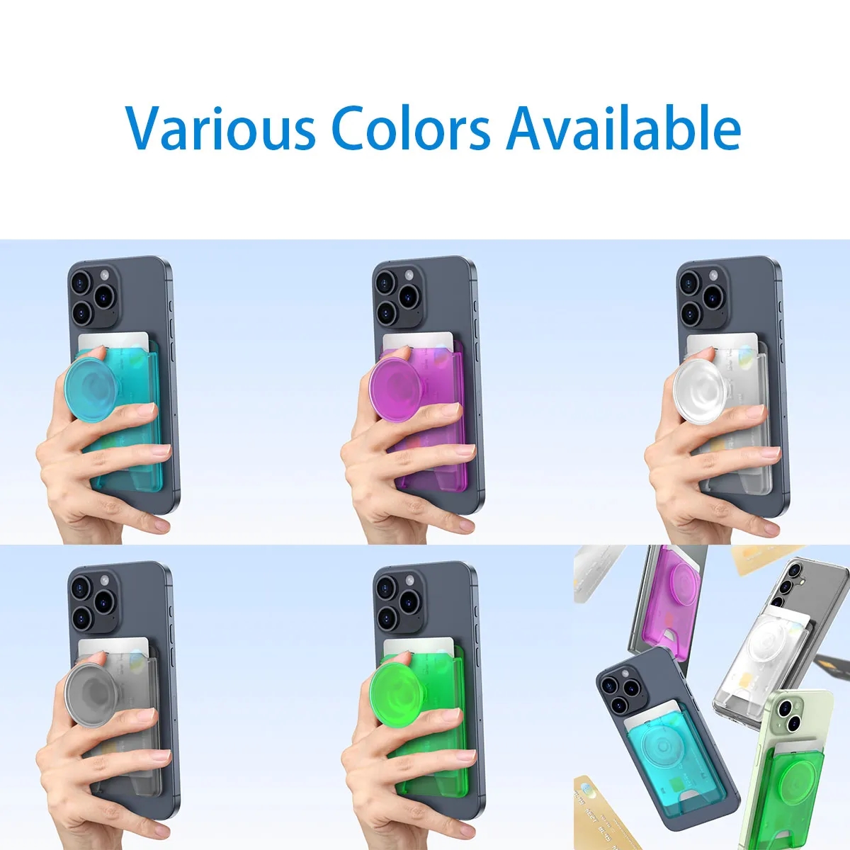 Magnetic Wallet Card Holder with Collapsible Phone Grip 5