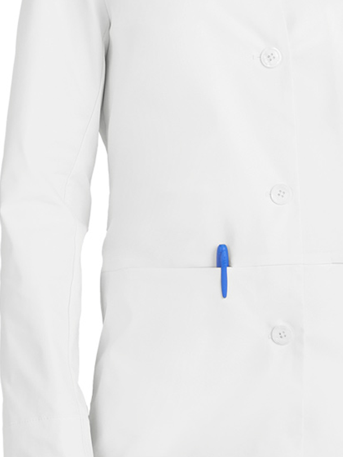 koi - Essentials - Women's Four-Pocket Collarless Pearlized Button-Front 31.5" Care Lab Coat 4