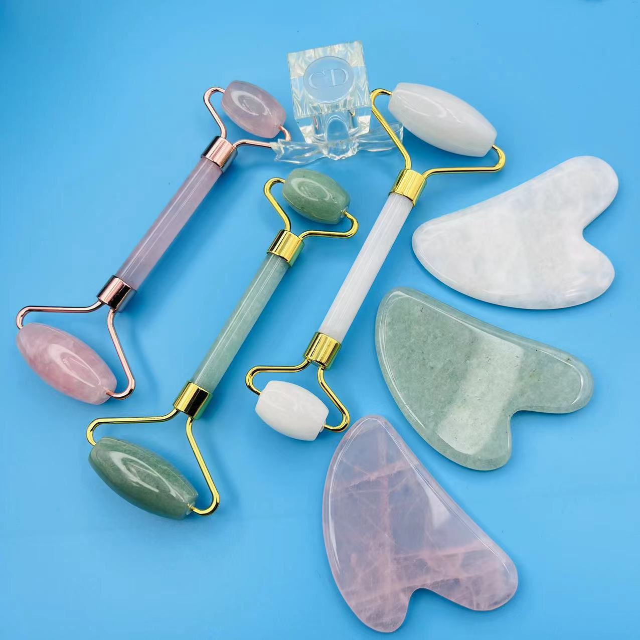 Jade Roller and Gua Sha Facial Tool Set 3