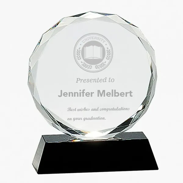 Crystal Faceted Circle Award on Black Base 2