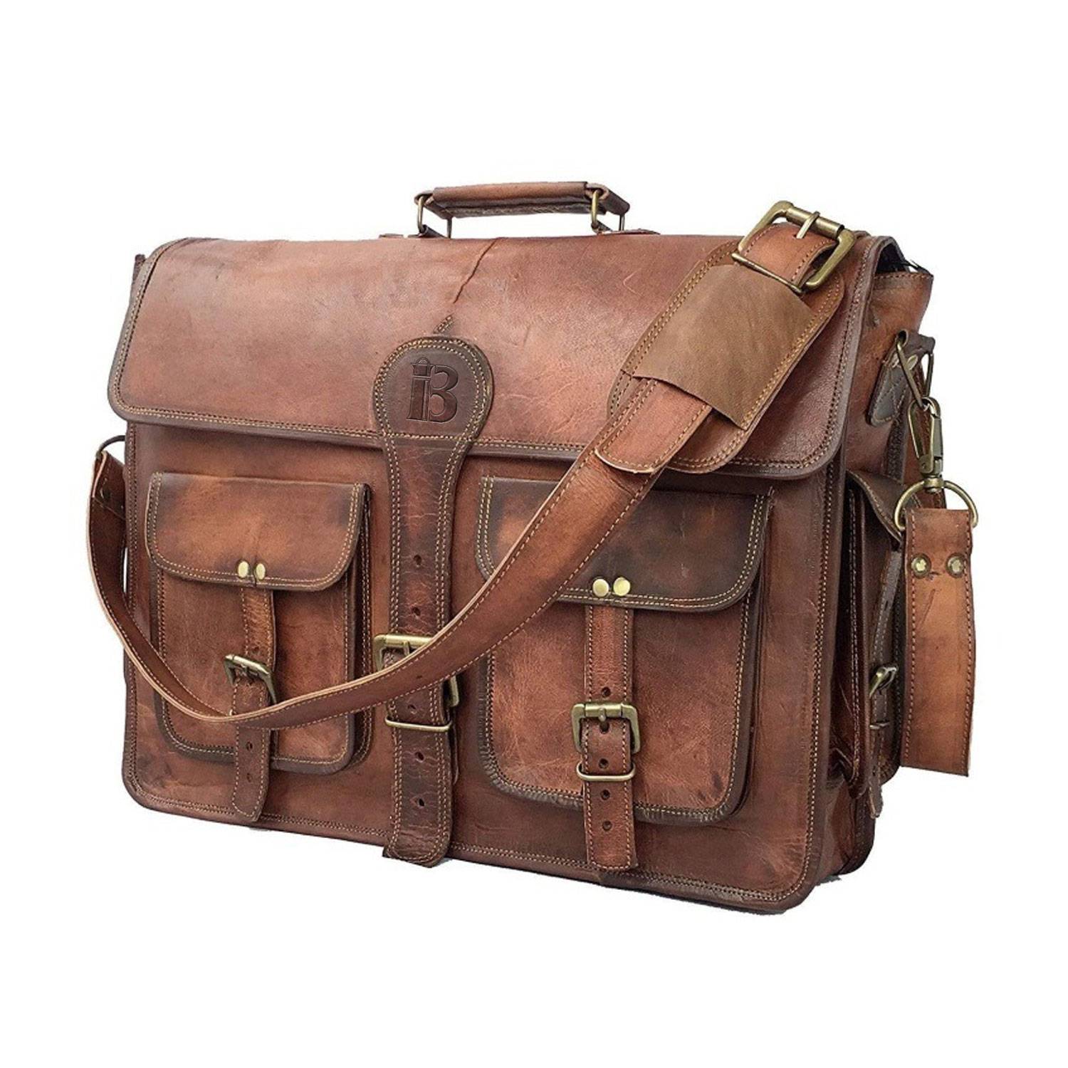 Genuine Leather Laptop bag best computer satchel Briefcase 2