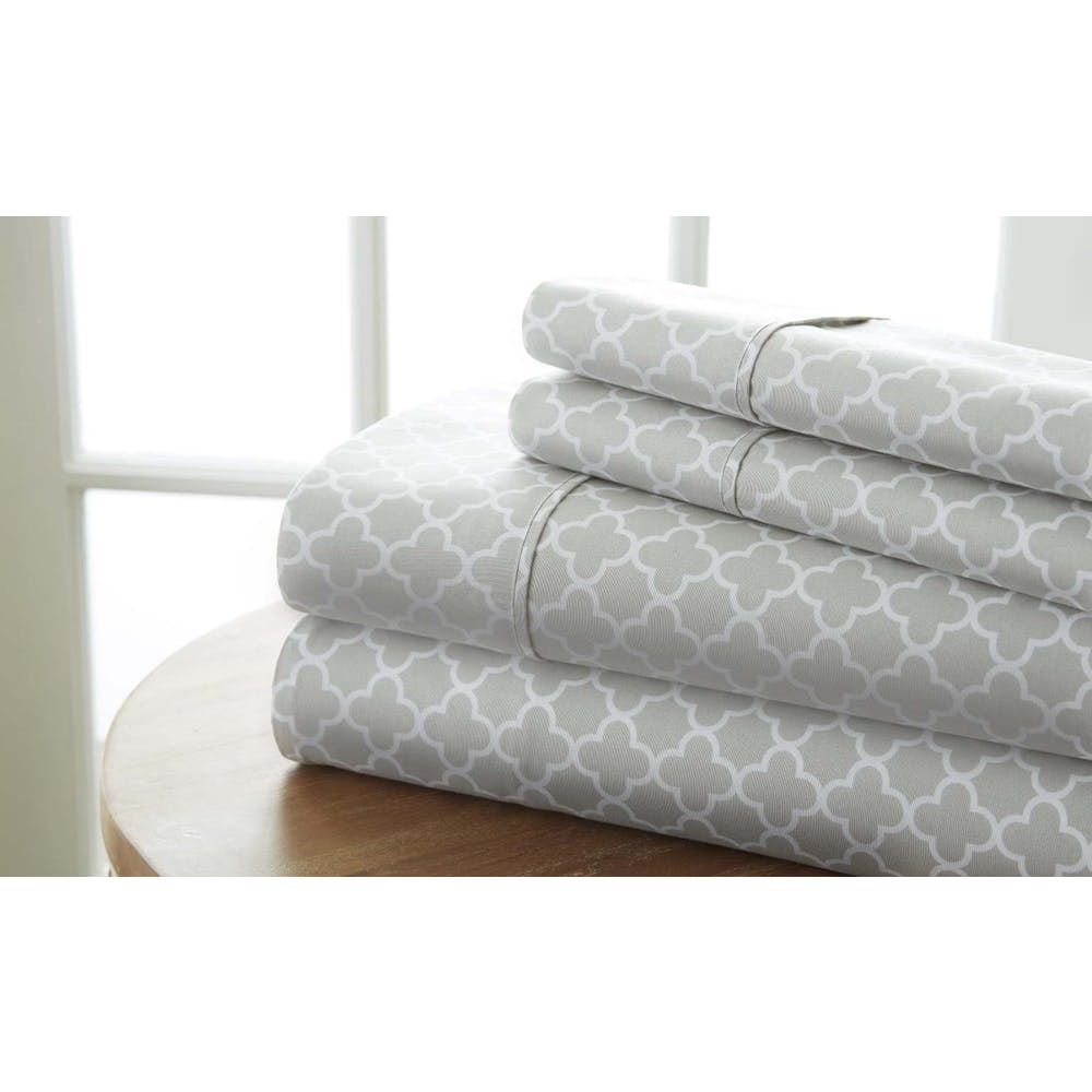 Premium Sheet Sets - Gray Full Quatrefoil Pattern 4 Piece 2