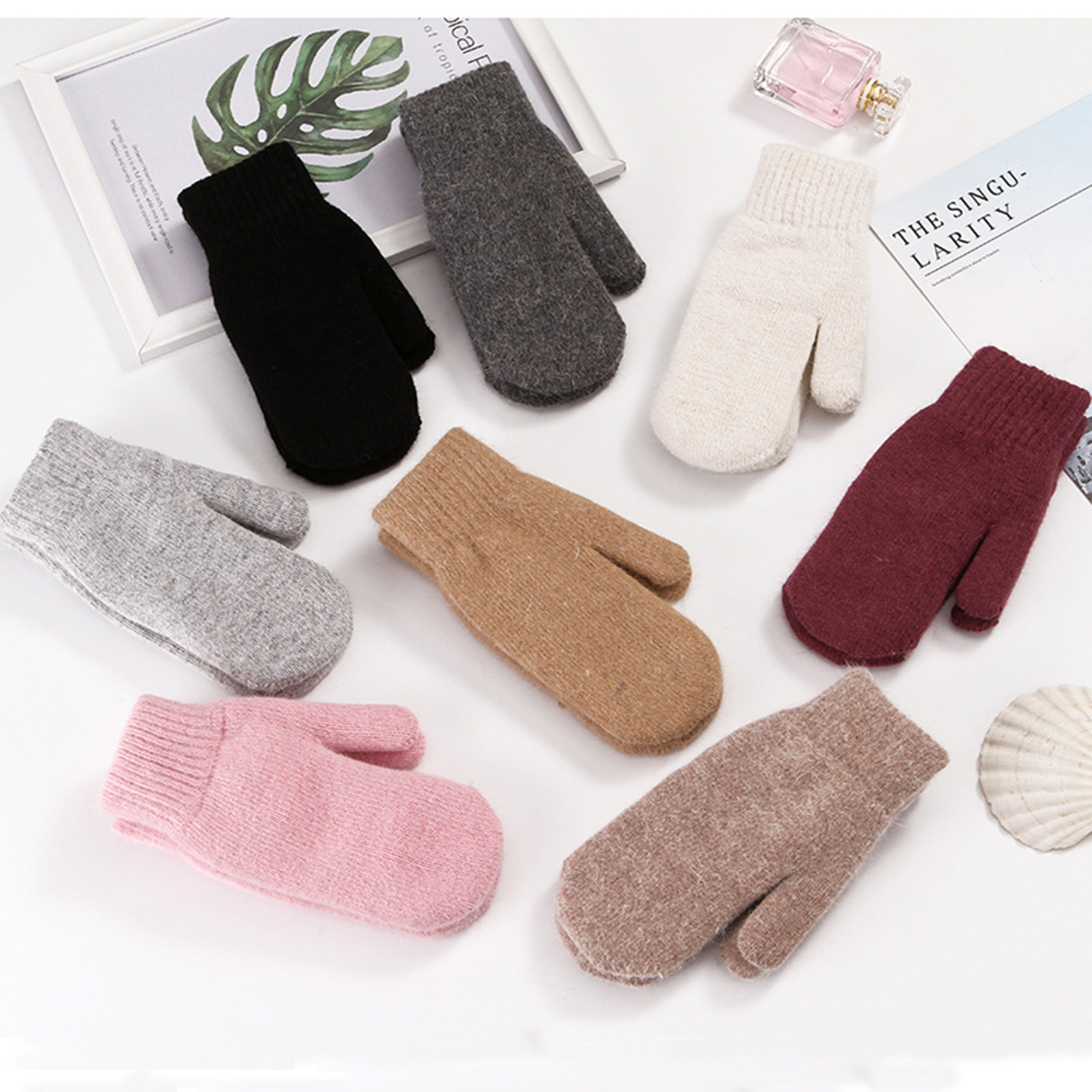 Colorful Knit Fleece Mittens 3